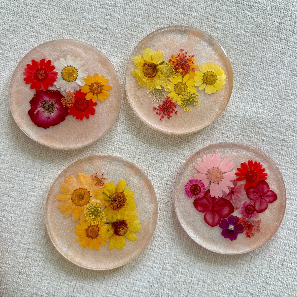 NEW Handmade Pressed‎ Flower Coasters